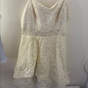 white hoco lacey dress